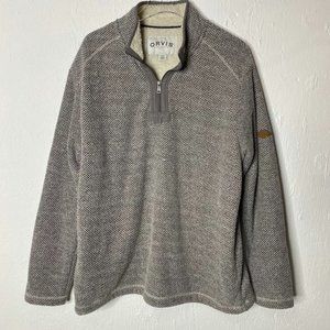 Orvis pullover tweed fleece lined 1/4 zip jacket